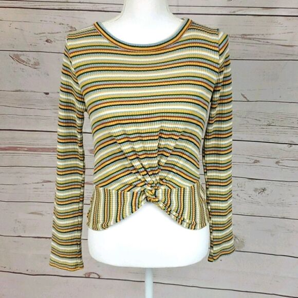 Ginger G, Twist knot Ribbed knit Striped Long sleeve top-Size Large - Picture 2 of 8